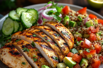 California Chicken Breast with Avocado Salsa and Quinoa Salad